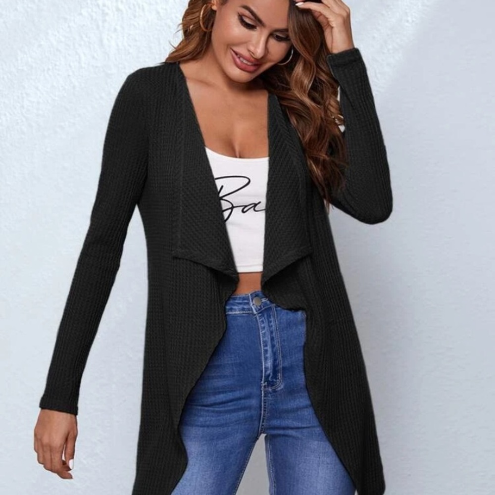Waffle Knit Waterfall Cardigan